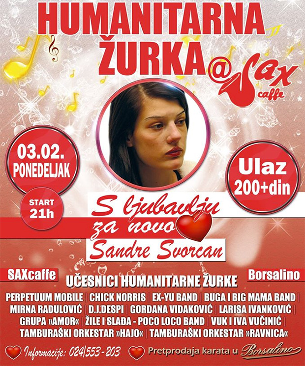 Veliki humanitarni koncert za Sandru u Saxu