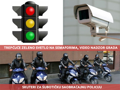 Subotica - Video nadzor grada kamerama, zeleno trepćuće svetlo na semaforima, skuteri za saobraćajnu policiju