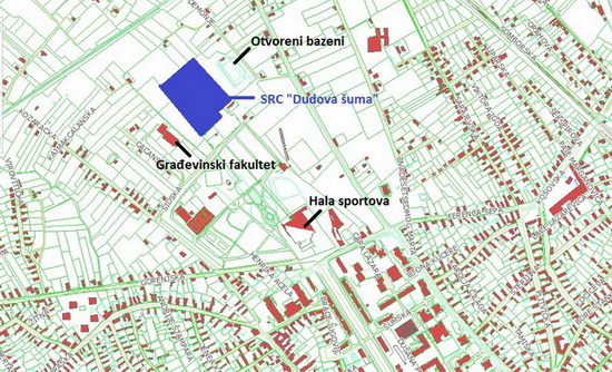 Pozicija gradsko bazena u Subotici