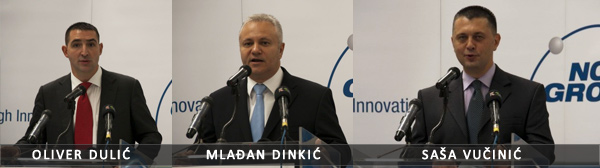 Oliver Dulić, Mlađan Dinkić, Saša Vučinić - fabrika Norma Group Subotica - fotografije sa otvaranja