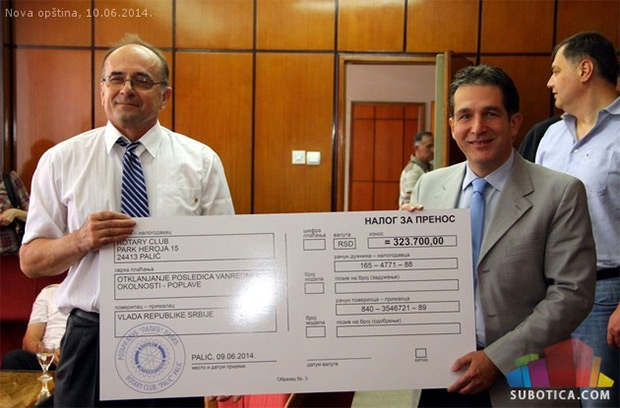 Palićki rotarijanci prikupili 323.700 dinara za ugrožene od poplava