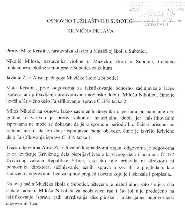 Ištvan Antal podneo krivičnu prijavu za falsifikovanje dnevnika