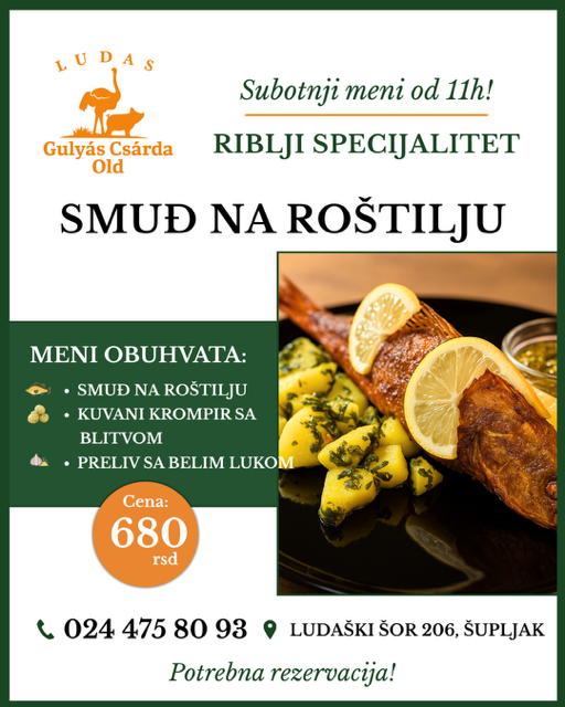 SMUĐ NA ROŠTILJU - SUBOTOM - 680RSD