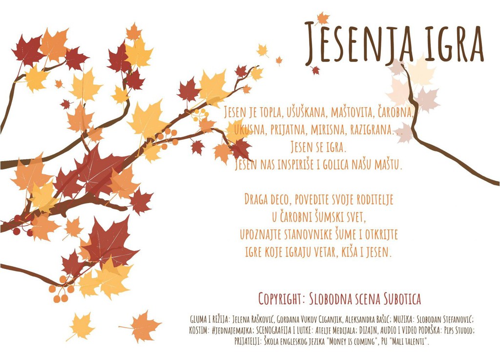 Premijera: Jesenja igra (predstava za bebe) u vrtiću Mali talenti