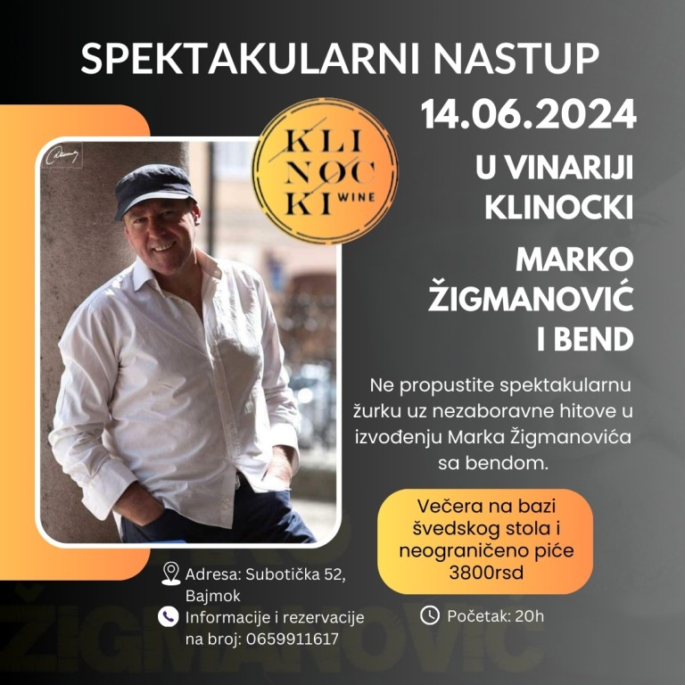 Marko Žigmanović sa bendom u vinariji Klinocki