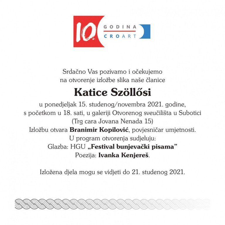 Otvorenje izložbe: Katica Szöllősi