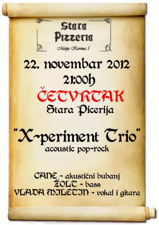 X-periment trio - akustična svirka
