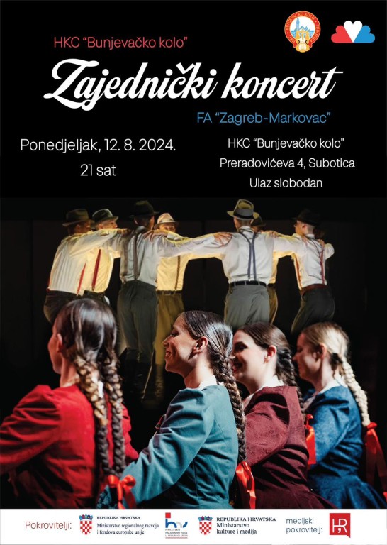 Zajednički koncert FA Zagreb-Markovac i Izvođačkog ansambla HKC „Bunjevačko kolo”