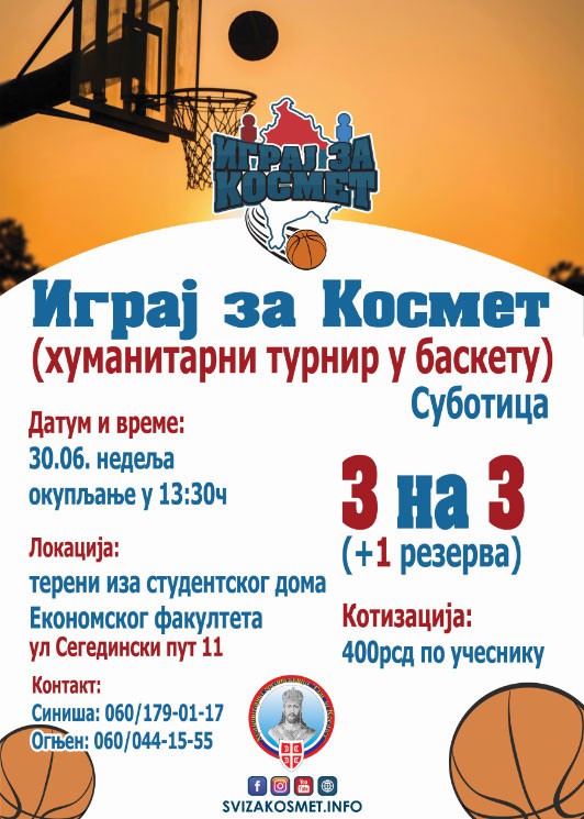 Turnir u basketu: Igraj za Kosmet