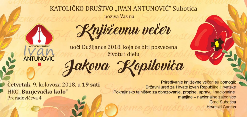 Književno veče posvećeno životu i delu Jakova Kopilovića