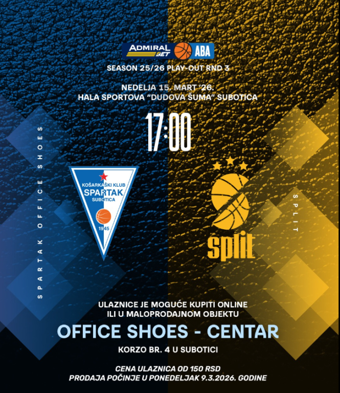 AdmiralBet ABA liga PLAY OUT faza: Spartak - Split