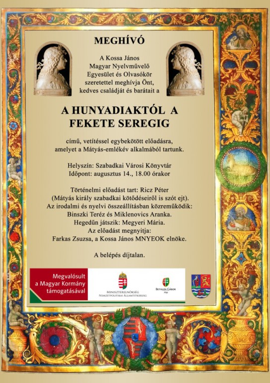 Multimedijalno veče i predavanje uz projekciju "Od Hunjadijevih do Crne vojske"