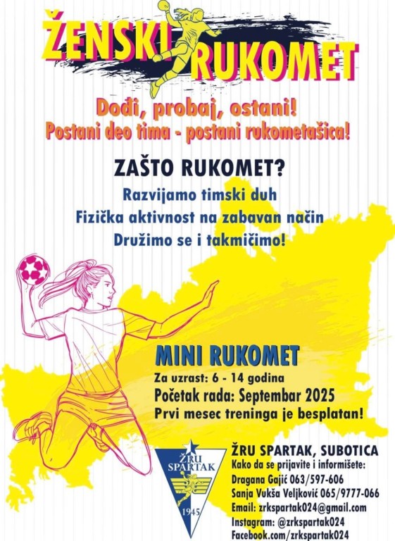 Prvi trening Ženskog rukometnog kluba "Spartak"