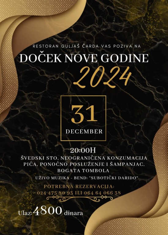 Doček Nove godine u restoranu "Guljaš Fogado"