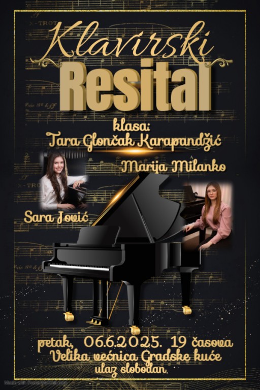Klavirski resital - Maturski koncert Sare Jović i Marije Milanko