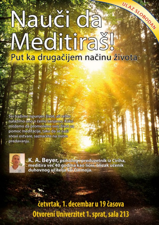 Predavanje: Nauči da meditiraš! Put ka drugačijem načinu života