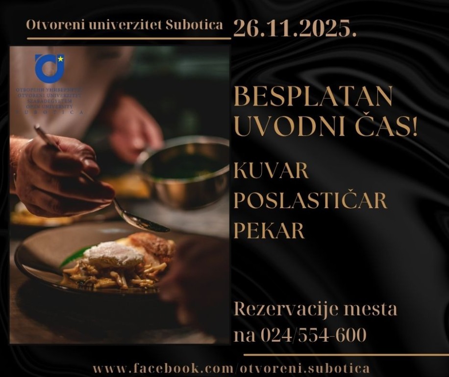 Besplatan prvi čas - Obuka za kuvara, poslastičara, pekara