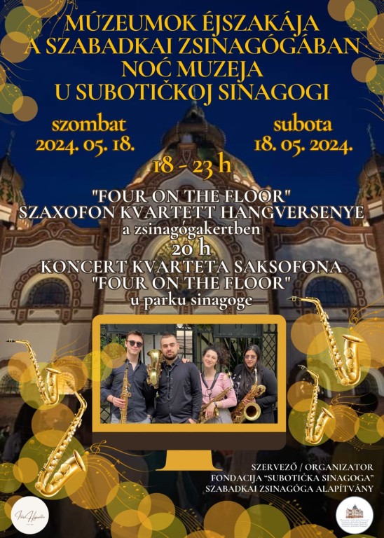 Noć muzeja u subotičkoj sinagogi - koncert kvarteta saksofona "Four on the floor"