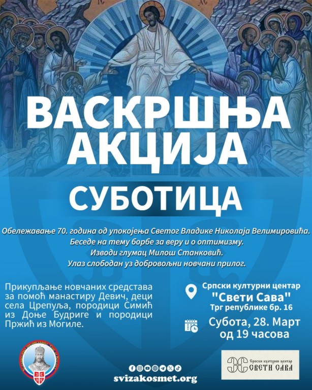 Васкршња акција, беседе Владике Николаја