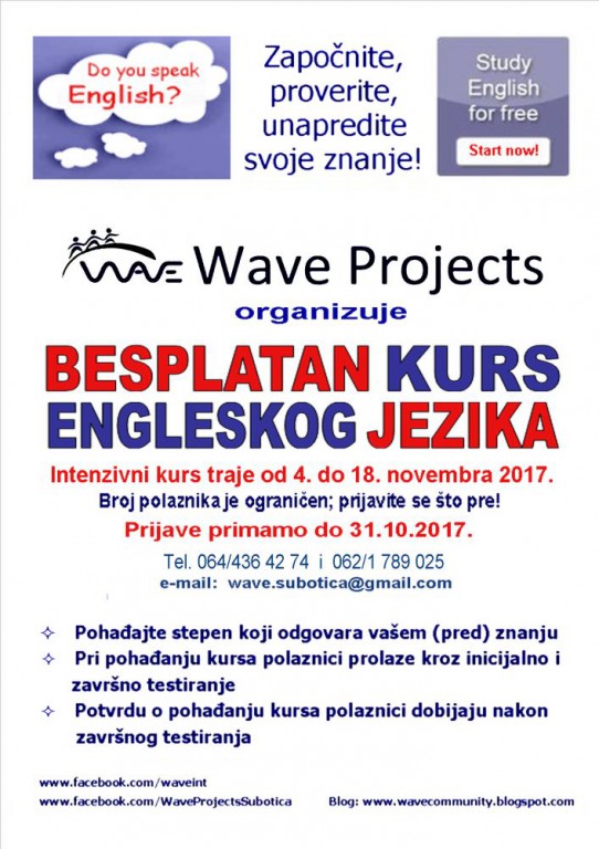 Wave Projects: Besplatan kurs engleskog jezika