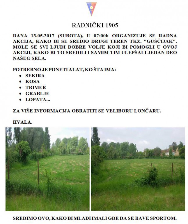 Radna akcija sređivanja terena za veliki fudbal u Bajmoku