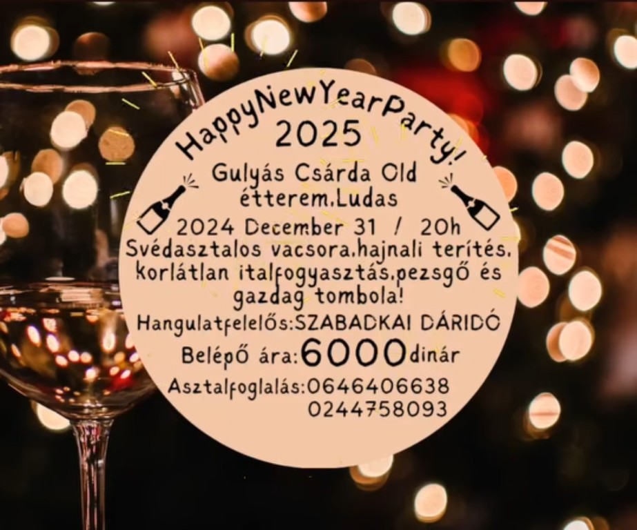 DOČEK 2025. U RESTORANU GULJAŠ ČARDA OLD!