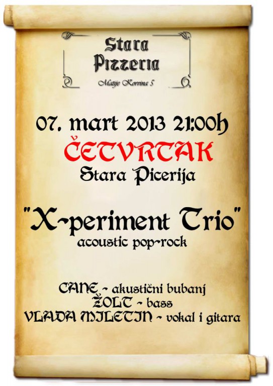 X-periment trio, akustična svirka