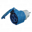 Prikljucni adapter Schuko/CEE16A. 250V. IN 2P+E Schuko. OU