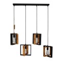 412072-4 BK-OAK Visilica drvena kvadrat 4XE27 nosac-met