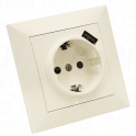 Upustena prikljucnica sa USB portom1×16A/250VAC. 2P+E. USB5V