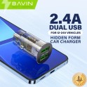 Bavin Auto punjač 2*Usb A + kabl Lightning PC887-I crna