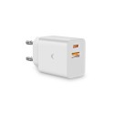 KSIX BXCDC30D ZIDNI Punjač 30W DUAL USB A+USB C KONEKTORI, BELI