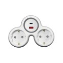 Razdelnik 2-struki belo-sivi 16A 230V USB A+C