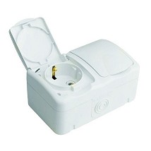 MiniOG Dvostruka prikjuc. 16A/250V hor. premos. bela plast.