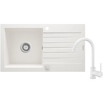 DEANTE ZORBA SET SUDOPERA SA OCEĐIVAČEM ZQZVA113 + SLAVINA BEN L62M ZQZVA113 ALABASTER BELA