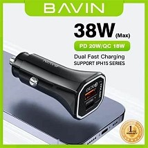 Bavin auto punjač  PD20W QC3.0 USB-A + USB-C crna - PC875BK