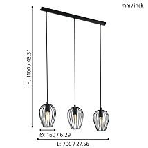 VISILICA 3XE27 NEWTOWN 49478 EGLO