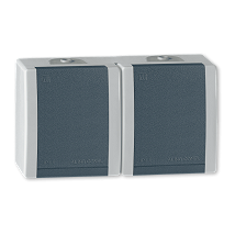 POWER Prikljucnica dvopolna dvostruka polikarbonat siva h.