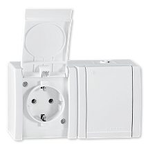 POWER prikljucnica dvopolna dvostruka hor.  IP44 PVC porc.