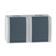 POWER Prikljucnica dvopolna dvostruka hor. siva IP44 porc.