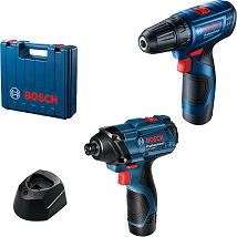 Bosch Aku bušilica-odvrtač GSR 120-Li + Aku udarni odvrtač GDR 120-Li + 2x2.0Ah, Profesionalni set alata