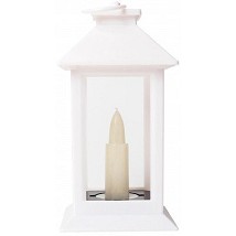 LED fenjer sa imitacijom svece 17cm bela