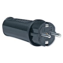 ALING Dvopolni utikac masivniPVC C  crni(304.13)