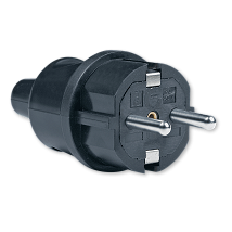 ALING Dvopolni masivni utikacPVC S crni(306.13)