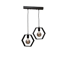 411041-2 BK Visilica drvena heksagon 2xE27 Crna