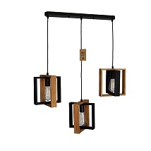 412073-3 OAK-BK Visilica drvena kvadrat 3XE27 nosac-met