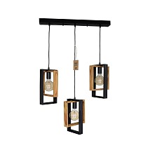 411074-3 BK-OAk Visilica drvena pravougaona 3XE27 nosac-BK