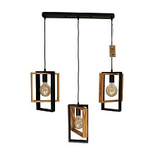 412074-3 BK-OAk Visilica drvena pravougaona 3XE27 nosac-met