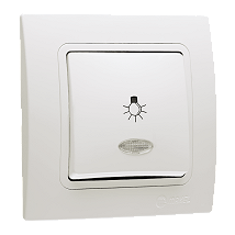 Taster sklopka svetlo sa sig.sijalicom beli Lilium