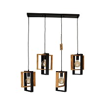 412074-4 BK-OAK Visilica drvena pravougaona 4XE27 nosac-met